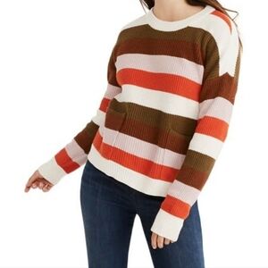 Madewell Red, Brown, and Cream Striped Sweater